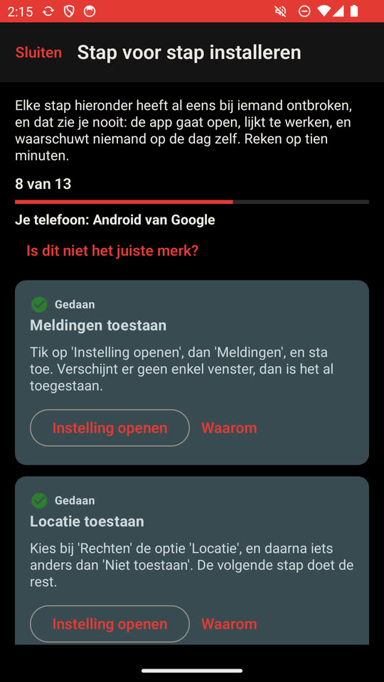 De installatie
