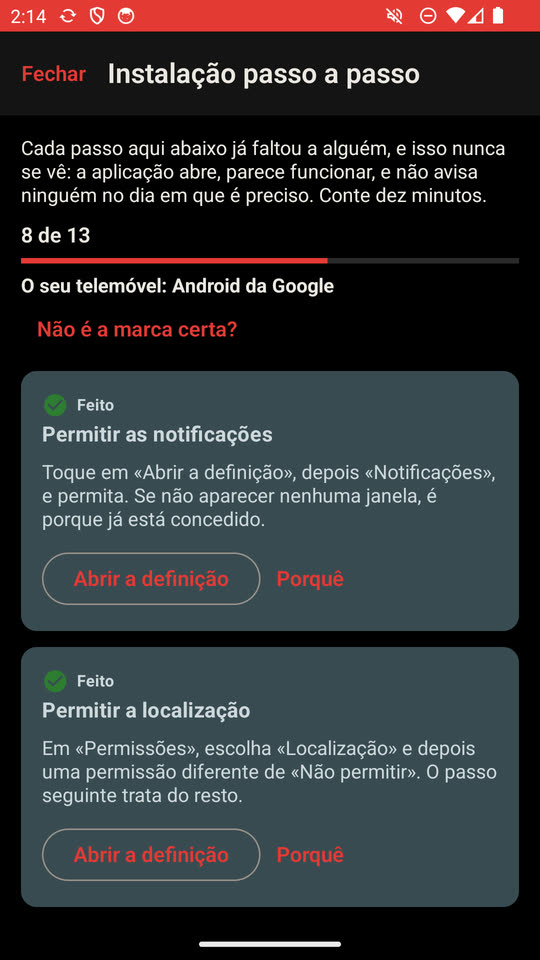 A instalação