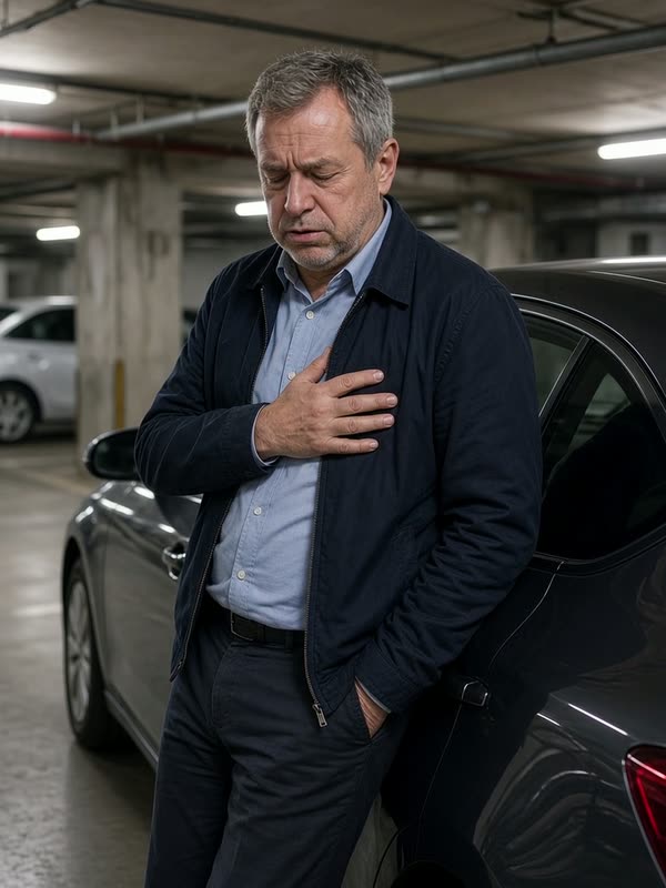 Un malaise, dans un parking.